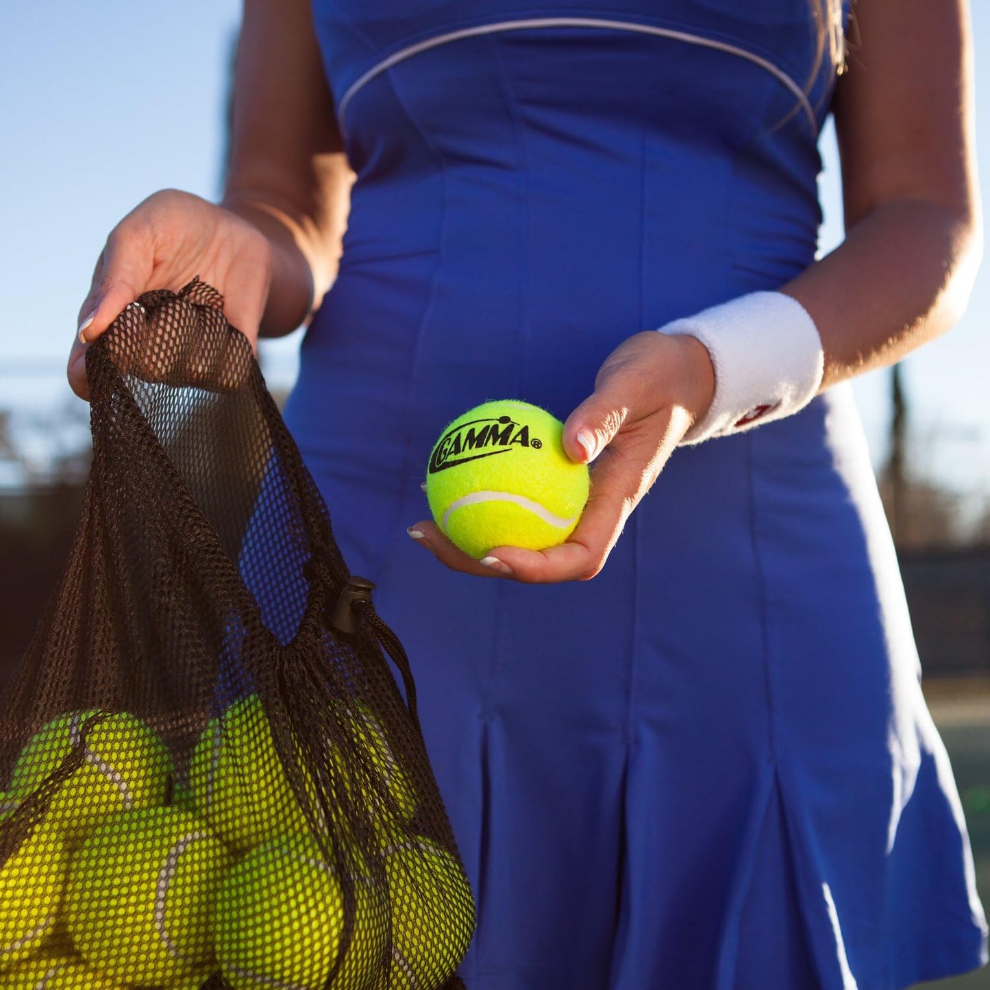 Bag of Pressureless Tennis Balls - Sturdy & Reuseable Mesh Bag with Drawstring for Easy Transport - Bag-O-Balls (12-Pack of Balls, Yellow)