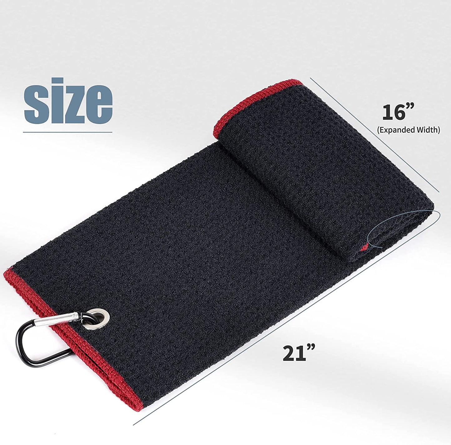 Golf Towels - Microfiber Waffle Pattern Tri-Fold, Brush Tool Kit with Club Groove Cleaner with Retractable Cord and Clip, for Men Women, Golf Gift