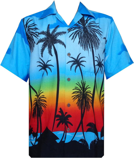 Tropical Beach Shirts for Men: Casual Vacation Wear in Light Blue