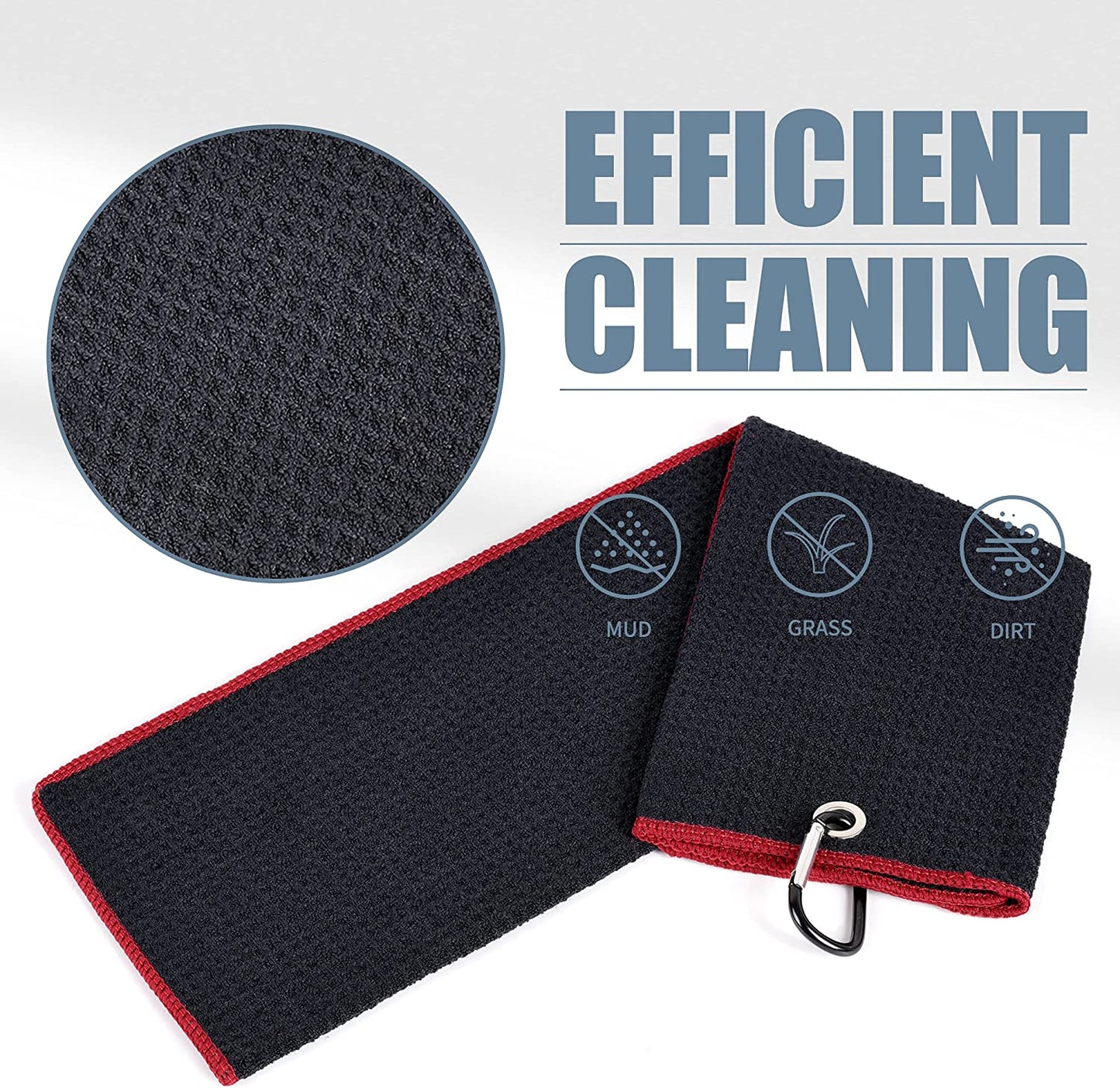 Golf Towels - Microfiber Waffle Pattern Tri-Fold, Brush Tool Kit with Club Groove Cleaner with Retractable Cord and Clip, for Men Women, Golf Gift