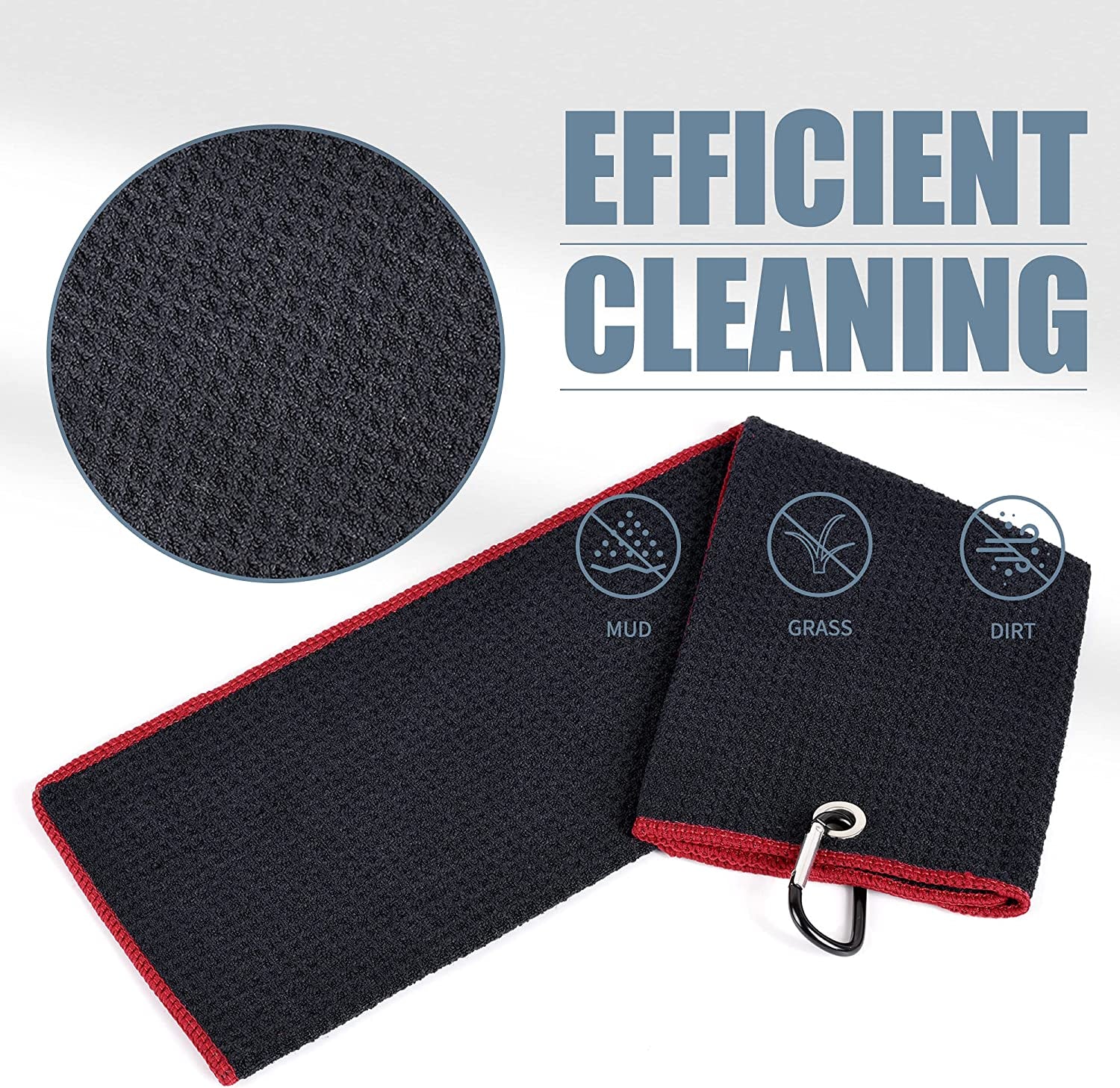Golf Towels - Microfiber Waffle Pattern Tri-Fold, Brush Tool Kit with Club Groove Cleaner with Retractable Cord and Clip, for Men Women, Golf Gift